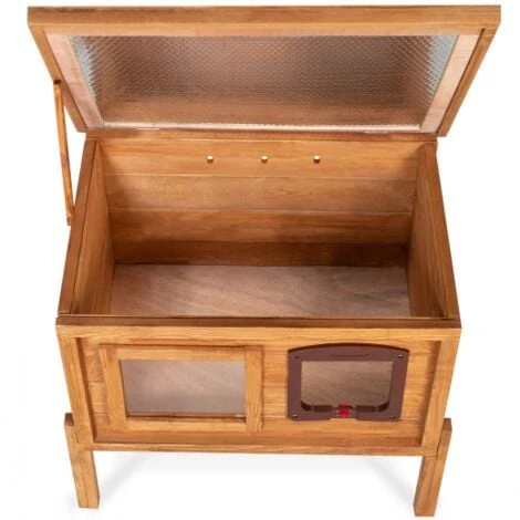 Niche Autochauffante En Bois Pour Chat Avec Porte Et Fenêtre 4 Niche Autochauffante En Bois Pour Chat Avec Porte Et Fenêtre – Image 4