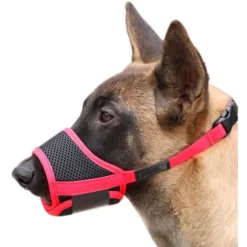 LITZEE Muselière Pour Chiens Muselière En Nylon Réglable Pour Chiens, Réglable E Respirant Museliere, Petit Moyen Grand Chien Anti-Aboiement Anti-Morsure, XL, Rouge