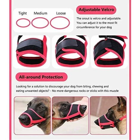 LITZEE Muselière Pour Chiens Muselière En Nylon Réglable Pour Chiens, Réglable E Respirant Museliere, Petit Moyen Grand Chien Anti-Aboiement Anti-Morsure, XL, Rouge 2 LITZEE Muselière Pour Chiens Muselière En Nylon Réglable Pour Chiens, Réglable E Respirant Museliere, Petit Moyen Grand Chien Anti-Aboiement Anti-Morsure, XL, Rouge – Image 2