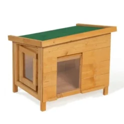 Maison Pour Chat Niche En Bois Avec Porte Basculante à Lamelles