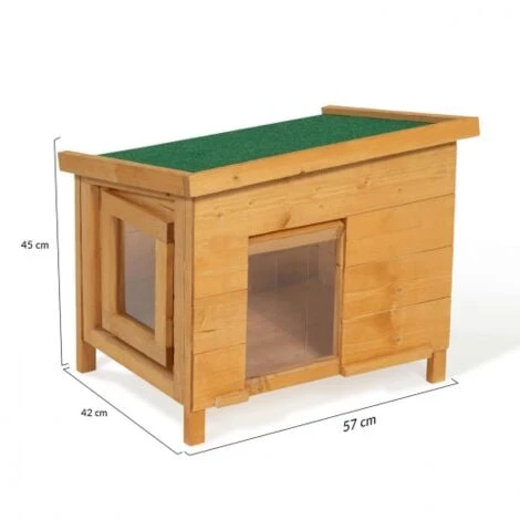 Maison Pour Chat Niche En Bois Avec Porte Basculante à Lamelles 4 Maison Pour Chat Niche En Bois Avec Porte Basculante à Lamelles – Image 4