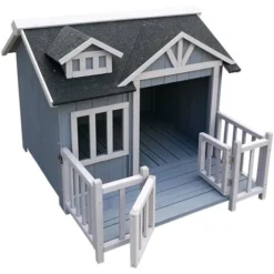 Niche De Chien En Gris Maison De Luxe XL Bois Balcon Jardin Terrasse Chien