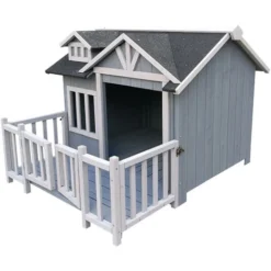 Niche De Chien En Gris Maison De Luxe XL Bois Balcon Jardin Terrasse Chien 6 Niche De Chien En Gris Maison De Luxe XL Bois Balcon Jardin Terrasse Chien -Promos Patto Chou Boutique 29583979 3