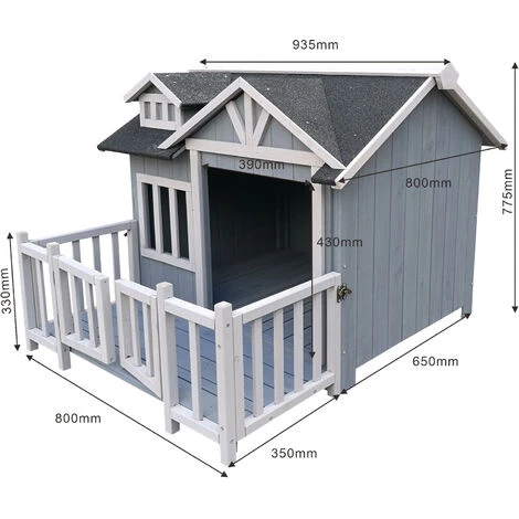 Niche De Chien En Gris Maison De Luxe XL Bois Balcon Jardin Terrasse Chien 4 Niche De Chien En Gris Maison De Luxe XL Bois Balcon Jardin Terrasse Chien â Image 4