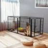 Parc Enclos Pour Petits Chiens Chiots Lapin Exterieur Interieur 80 X 60 Cm 6 Panneaux Avec Porte Noir