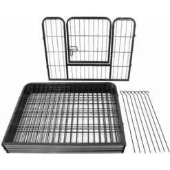 Parc Enclos Pour Petits Chiens Chiots Lapin Exterieur Interieur 80 X60cm 6 Panneaux Avec Porte Noir -Promos Patto Chou Boutique 32327355 4