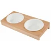 Paris Prix - Lot De 2 Gamelles Chien & Chat Bambou 29cm Blanc