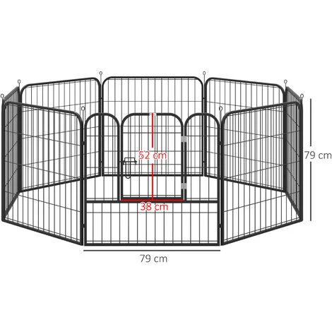 PawHut Luxe Parc Enclos Modulable Pour Chien 8 Panneaux Porte Verrouillable Acier époxy Noir 3 PawHut Luxe Parc Enclos Modulable Pour Chien 8 Panneaux Porte Verrouillable Acier époxy Noir – Image 3