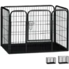Relaxdays Enclos Pour Chiots Avec Fond, Parc Pour Petits Chiens, Lapins Et Chiots, Intérieur, Haut, Taille M, Noir