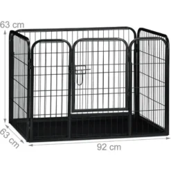 Relaxdays Enclos Pour Chiots Avec Fond, Parc Pour Petits Chiens, Lapins Et Chiots, Intérieur, Haut, Taille M, Noir -Promos Patto Chou Boutique 34033840 4