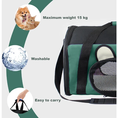 Sac De Transport Pour Animaux, Sac Pour Chats Et Chiens, 50 X 31 X 29 Cm, Vert, Matériau: Mesh Material, Polyester 3 Sac De Transport Pour Animaux, Sac Pour Chats Et Chiens, 50 X 31 X 29 Cm, Vert, Matériau: Mesh Material, Polyester – Image 3