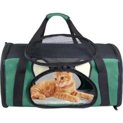 Sac De Transport Pour Animaux, Sac Pour Chats Et Chiens, 50 X 31 X 29 Cm, Vert, Matériau: Mesh Material, Polyester 9 Sac De Transport Pour Animaux, Sac Pour Chats Et Chiens, 50 X 31 X 29 Cm, Vert, Matériau: Mesh Material, Polyester -Promos Patto Chou Boutique 35074826 5