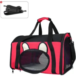 Sac De Transport Pour Animaux, Sac Pour Chats Et Chiens, 50 X 31 X 29 Cm, Rouge, Matériau: Mesh Material, Polyester