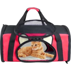 Sac De Transport Pour Animaux, Sac Pour Chats Et Chiens, 50 X 31 X 29 Cm, Rouge, Matériau: Mesh Material, Polyester -Promos Patto Chou Boutique 35074950 5