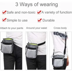 LangRay Sac Friandise Pour Chien, Sac De Dressage Pour Chiens, Sac De Taille Réglable Portable Sangle D'épaule, Avec Distributeur De Sacs à Crottes, Pour Transporter Des Jouets Et Des Friandises (Noir -Promos Patto Chou Boutique 35806612 3