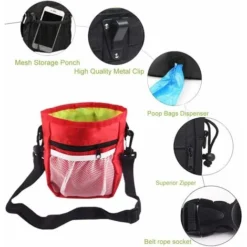 LangRay Sac Friandise Pour Chien, Sac De Dressage Pour Chiens, Sac De Taille Réglable Portable Sangle D'épaule, Avec Distributeur De Sacs à Crottes, Pour Transporter Des Jouets Et Des Friandises (Roug -Promos Patto Chou Boutique 35806695 3