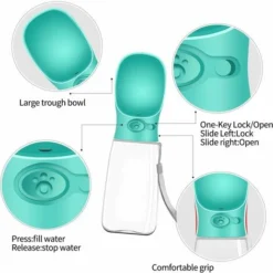 Bouteille D'eau Pour Chien 550 ML,Portable Bouteille Eau,Étanches Bouton Lock Grande Capacité Gourde Pour Animaux Chat Pour Voyage Et Randonnée(Bleu) -Promos Patto Chou Boutique 36915795 4