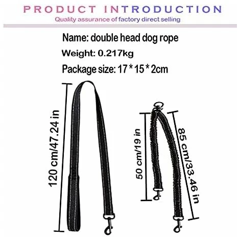 Laisse Double Pour 2 Chiens ,Laisse Chien,Laisse Double Chien 360 ° Sans Enchevêtrement, Laisse Détachable Multifonctionnelle ,Matière élastique Absorption Des Chocs 2 Laisse Double Pour 2 Chiens ,Laisse Chien,Laisse Double Chien 360 ° Sans Enchevêtrement, Laisse Détachable Multifonctionnelle ,Matière élastique Absorption Des Chocs – Image 2
