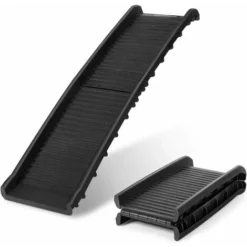 GOPLUS Rampe Pour Animaux De Compagnie Pliable En Plastique, Rampe D’Acces Pour Animaux, Voiture, Surface Antiderapante, Legere Et Transport Facile, Charge 75KG, 155 X 39 X 15CM