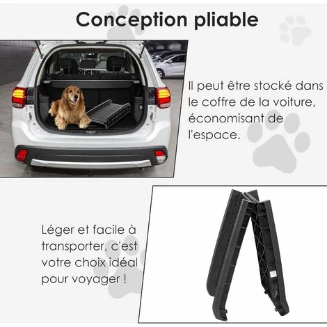 GOPLUS Rampe Pour Animaux De Compagnie Pliable En Plastique, Rampe D’Acces Pour Animaux, Voiture, Surface Antiderapante, Legere Et Transport Facile, Charge 75KG, 155 X 39 X 15CM 3 GOPLUS Rampe Pour Animaux De Compagnie Pliable En Plastique, Rampe D’Acces Pour Animaux, Voiture, Surface Antiderapante, Legere Et Transport Facile, Charge 75KG, 155 X 39 X 15CM – Image 3