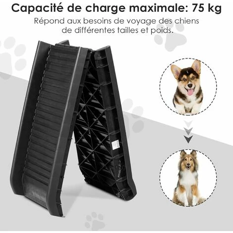 GOPLUS Rampe Pour Animaux De Compagnie Pliable En Plastique, Rampe D’Acces Pour Animaux, Voiture, Surface Antiderapante, Legere Et Transport Facile, Charge 75KG, 155 X 39 X 15CM 4 GOPLUS Rampe Pour Animaux De Compagnie Pliable En Plastique, Rampe D’Acces Pour Animaux, Voiture, Surface Antiderapante, Legere Et Transport Facile, Charge 75KG, 155 X 39 X 15CM – Image 4