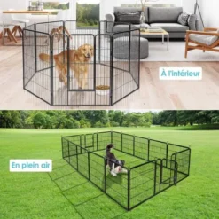 GOPLUS Parc/Enclos Pour Animaux En Metal, Parc Pliable à 8 Panneaux, Différente Forme, Porte à Double Verrou, Clôture Pour Intérieur Et Extérieur, Hauteur 100 Cm, Pour Chien, Chiot, Chat, Lapin -Promos Patto Chou Boutique 40243729 5
