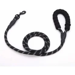 Laisse Corde Pour Chien Avec Poignée Rembourrée Douce, Fils Très Réfléchissants, Laisse Pour Chien En Nylon 150CM Pour Grands Ou Moyens Chiens Ddapté à Course à Pied (Noir) -Promos Patto Chou Boutique 41486088 4