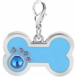 Étiquettes D'identification Macaron Pour Animaux Étiquettes De Chien Personnalisées Étiquettes De Chat En Alliage Chien Os En Forme De Blanc Étiquettes Charme Charme Pendentif D'identification(Bleu)