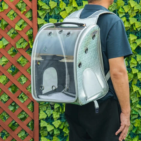 PawHut Sac à Dos Trolley Chariot Sur Roulettes 2 En 1 Pour Chien Chat Poignée Telescopique 6 Roues En étoile Coussin Et Attache Inclus Oxford Motif écailles Gris Brillant 2 PawHut Sac à Dos Trolley Chariot Sur Roulettes 2 En 1 Pour Chien Chat Poignée Telescopique 6 Roues En étoile Coussin Et Attache Inclus Oxford Motif écailles Gris Brillant – Image 2