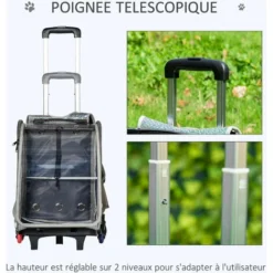 PawHut Sac à Dos Trolley Chariot Sur Roulettes 2 En 1 Pour Chien Chat Poignée Telescopique 6 Roues En étoile Coussin Et Attache Inclus Oxford Motif écailles Gris Brillant 9 PawHut Sac à Dos Trolley Chariot Sur Roulettes 2 En 1 Pour Chien Chat Poignée Telescopique 6 Roues En étoile Coussin Et Attache Inclus Oxford Motif écailles Gris Brillant -Promos Patto Chou Boutique 44066330 5