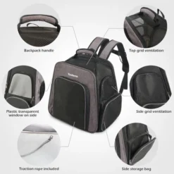 Sac à Dos Extensible Pour Chats, Extra Large 40x30x45cm (L X L X H), Sac De Voyage Portable Pour Animaux De Compagnie Avec Tunnel, Gris 7 Sac à Dos Extensible Pour Chats, Extra Large 40x30x45cm (L X L X H), Sac De Voyage Portable Pour Animaux De Compagnie Avec Tunnel, Gris -Promos Patto Chou Boutique 44828228 3