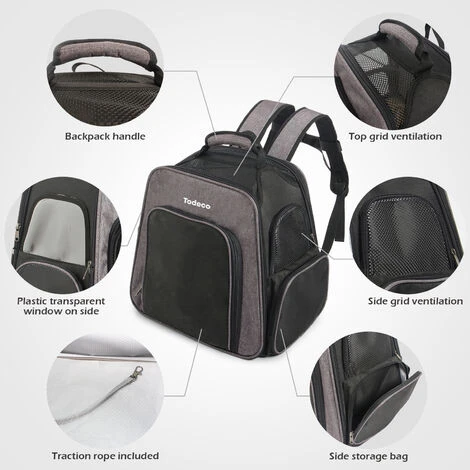 Sac à Dos Extensible Pour Chats, Extra Large 40x30x45cm (L X L X H), Sac De Voyage Portable Pour Animaux De Compagnie Avec Tunnel, Gris 3 Sac à Dos Extensible Pour Chats, Extra Large 40x30x45cm (L X L X H), Sac De Voyage Portable Pour Animaux De Compagnie Avec Tunnel, Gris – Image 3