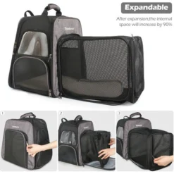 Sac à Dos Extensible Pour Chats, Extra Large 40x30x45cm (L X L X H), Sac De Voyage Portable Pour Animaux De Compagnie Avec Tunnel, Gris 8 Sac à Dos Extensible Pour Chats, Extra Large 40x30x45cm (L X L X H), Sac De Voyage Portable Pour Animaux De Compagnie Avec Tunnel, Gris -Promos Patto Chou Boutique 44828228 4