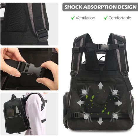 Sac à Dos Extensible Pour Chats, Extra Large 40x30x45cm (L X L X H), Sac De Voyage Portable Pour Animaux De Compagnie Avec Tunnel, Gris 5 Sac à Dos Extensible Pour Chats, Extra Large 40x30x45cm (L X L X H), Sac De Voyage Portable Pour Animaux De Compagnie Avec Tunnel, Gris – Image 5