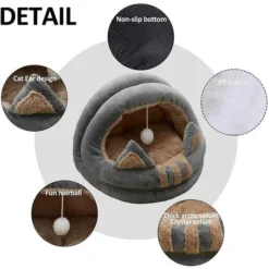 ELLE Nid Chaud D'hiver Pour Animal Domestique, Lit Pour Chien, Chat, Sac De Couchage, Intérieur Portable, Pliable, Avec Coussin Amovible Et Fond Résistant à L'eau Pour Petits Chats (gris, M) 7 ELLE Nid Chaud D'hiver Pour Animal Domestique, Lit Pour Chien, Chat, Sac De Couchage, Intérieur Portable, Pliable, Avec Coussin Amovible Et Fond Résistant à L'eau Pour Petits Chats (gris, M) -Promos Patto Chou Boutique 44843362 3