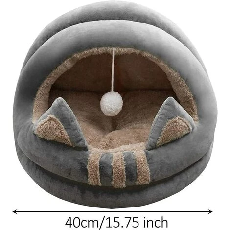 ELLE Nid Chaud D'hiver Pour Animal Domestique, Lit Pour Chien, Chat, Sac De Couchage, Intérieur Portable, Pliable, Avec Coussin Amovible Et Fond Résistant à L'eau Pour Petits Chats (gris, M) 4 ELLE Nid Chaud D'hiver Pour Animal Domestique, Lit Pour Chien, Chat, Sac De Couchage, Intérieur Portable, Pliable, Avec Coussin Amovible Et Fond Résistant à L'eau Pour Petits Chats (gris, M) – Image 4