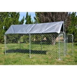 Enclos Avec Toit 3x1,5x1,83m, Porte Verrouillable, Pour Animaux, Toit Résistant Aux UV Et à L’eau 8 Enclos Avec Toit 3x1,5x1,83m, Porte Verrouillable, Pour Animaux, Toit Résistant Aux UV Et à L’eau -Promos Patto Chou Boutique 45689719 4