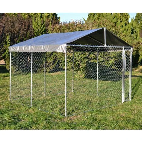 Chenil Avec Toit 3×3×1,83m, Porte Verrouillable, Enclos Pour Animaux Avec Toit Résistant Aux Rayons UV Et à L’eau 1 Chenil Avec Toit 3×3×1,83m, Porte Verrouillable, Enclos Pour Animaux Avec Toit Résistant Aux Rayons UV Et à L’eau