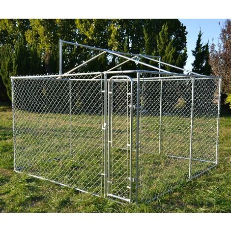 Chenil Avec Toit 3×3×1,83m, Porte Verrouillable, Enclos Pour Animaux Avec Toit Résistant Aux Rayons UV Et à L’eau 3 Chenil Avec Toit 3×3×1,83m, Porte Verrouillable, Enclos Pour Animaux Avec Toit Résistant Aux Rayons UV Et à L’eau – Image 3