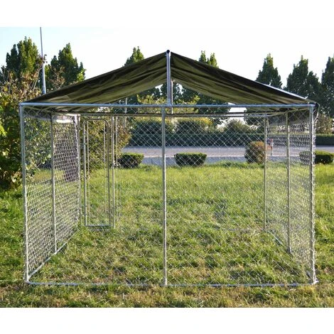 Chenil Avec Toit 3×3×1,83m, Porte Verrouillable, Enclos Pour Animaux Avec Toit Résistant Aux Rayons UV Et à L’eau 4 Chenil Avec Toit 3×3×1,83m, Porte Verrouillable, Enclos Pour Animaux Avec Toit Résistant Aux Rayons UV Et à L’eau – Image 4