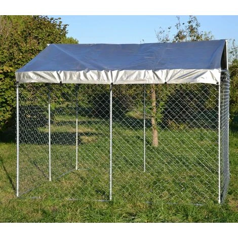 Chenil Avec Toit 3×3×1,83m, Porte Verrouillable, Enclos Pour Animaux Avec Toit Résistant Aux Rayons UV Et à L’eau 5 Chenil Avec Toit 3×3×1,83m, Porte Verrouillable, Enclos Pour Animaux Avec Toit Résistant Aux Rayons UV Et à L’eau – Image 5