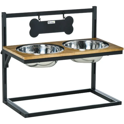 PawHut Gamelle Double Chien Porte-gamelles Surélevé Hauteur Réglable Dim. 58L X 32l X 50H Cm 2 Gamelles Acier Inox. Incluses Plateau Aspect Bois Clair 1 PawHut Gamelle Double Chien Porte-gamelles Surélevé Hauteur Réglable Dim. 58L X 32l X 50H Cm 2 Gamelles Acier Inox. Incluses Plateau Aspect Bois Clair