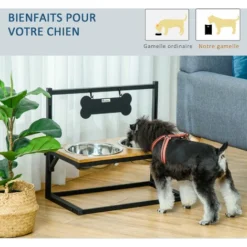 PawHut Gamelle Double Chien Porte-gamelles Surélevé Hauteur Réglable Dim. 58L X 32l X 50H Cm 2 Gamelles Acier Inox. Incluses Plateau Aspect Bois Clair 9 PawHut Gamelle Double Chien Porte-gamelles Surélevé Hauteur Réglable Dim. 58L X 32l X 50H Cm 2 Gamelles Acier Inox. Incluses Plateau Aspect Bois Clair -Promos Patto Chou Boutique 46360311 5