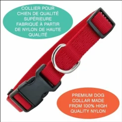 Collier Pour Chien, Réglable, En Nylon, Pour Petits Et Grands Chiens, Chiots Et Chats, Disponible En Plusieurs Couleurs Et Tailles, Rouge,S, Irisfr -Promos Patto Chou Boutique 47379963 3