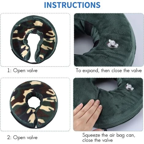Collerette Souple Pour Chiens De Grande Taille, Moyenne Et Petite Taille, Pour Après Une Chirurgie, Collerette Gonflable Pour Chat Avec Boucle Réglable, Camouflage, M 4 Collerette Souple Pour Chiens De Grande Taille, Moyenne Et Petite Taille, Pour Après Une Chirurgie, Collerette Gonflable Pour Chat Avec Boucle Réglable, Camouflage, M – Image 4