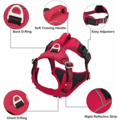 LITZEE Harnais Chien Anti Traction, Harnais Pour Chien Grand Moyen Réfléchissant Réglable Gilet Chien Avec Poignée Respirante Harnais Poitrine De Sport Sans Traction Rouge XL -Promos Patto Chou Boutique 51550226 3