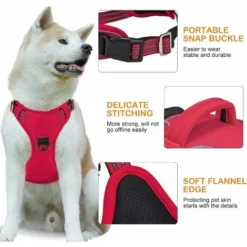 LITZEE Harnais Chien Anti Traction, Harnais Pour Chien Grand Moyen Réfléchissant Réglable Gilet Chien Avec Poignée Respirante Harnais Poitrine De Sport Sans Traction Rouge XL -Promos Patto Chou Boutique 51550226 4