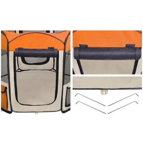 Parc Pour Chien Chat Pliable,Pet House Tent Pliable ,Pet Chiot Chien Orange 4 Parc Pour Chien Chat Pliable,Pet House Tent Pliable ,Pet Chiot Chien Orange – Image 4