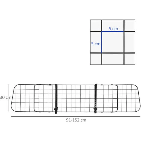PawHut Barrière Grille De Séparation Universelle Voiture Pour Animaux Longueur Réglable Dim. 91-152L X 30H Cm Kit Complet Installation Inclus Noir 3 PawHut Barrière Grille De Séparation Universelle Voiture Pour Animaux Longueur Réglable Dim. 91-152L X 30H Cm Kit Complet Installation Inclus Noir – Image 3