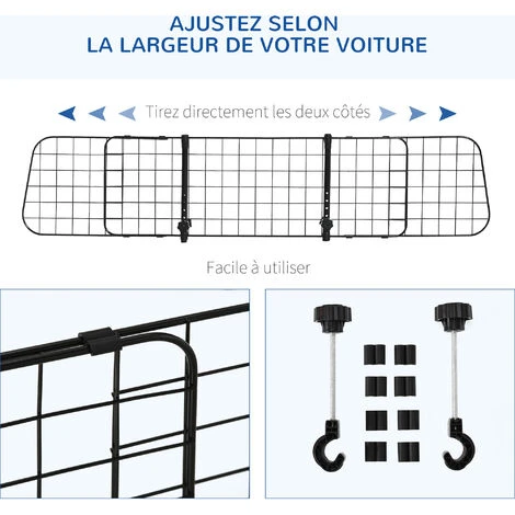 PawHut Barrière Grille De Séparation Universelle Voiture Pour Animaux Longueur Réglable Dim. 91-152L X 30H Cm Kit Complet Installation Inclus Noir 4 PawHut Barrière Grille De Séparation Universelle Voiture Pour Animaux Longueur Réglable Dim. 91-152L X 30H Cm Kit Complet Installation Inclus Noir – Image 4
